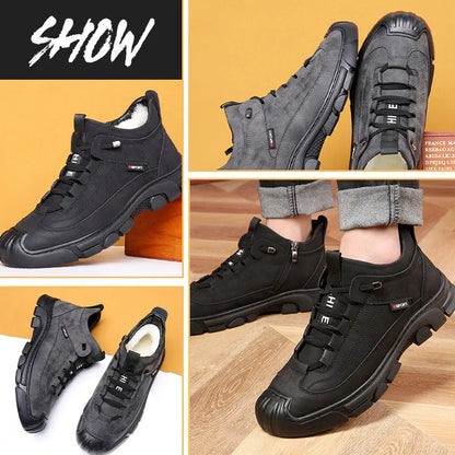 Men's Leather-Look Sneakers With Wool-Style Lining