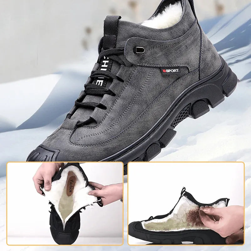 Men's Leather-Look Sneakers With Wool-Style Lining
