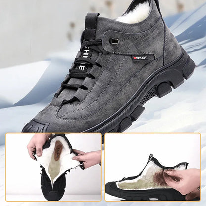 Men's Leather-Look Sneakers With Wool-Style Lining
