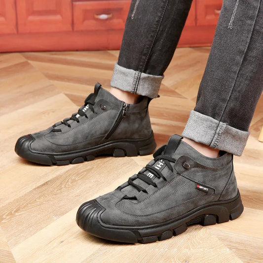 Men's Leather-Look Sneakers With Wool-Style Lining
