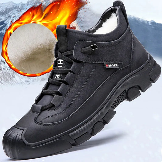 Men's Leather-Look Sneakers With Wool-Style Lining