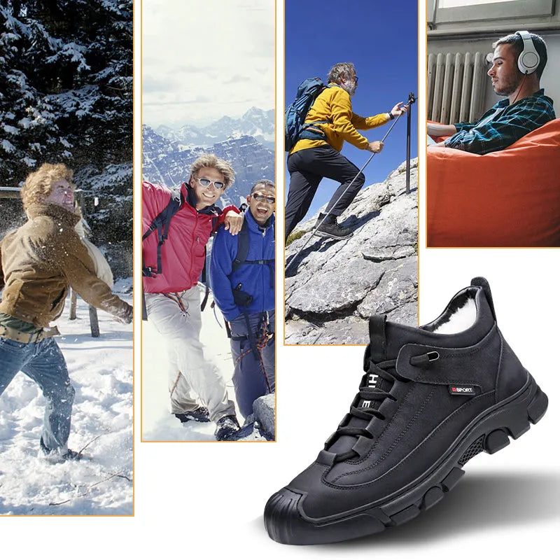 Men's Leather-Look Sneakers With Wool-Style Lining