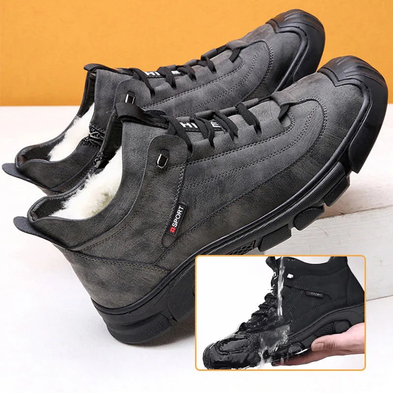Men's Leather-Look Sneakers With Wool-Style Lining