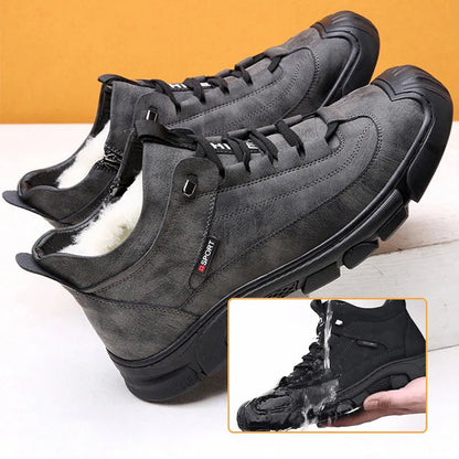Men's Leather-Look Sneakers With Wool-Style Lining