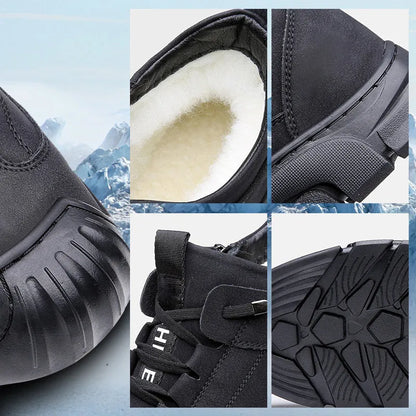 Men's Leather-Look Sneakers With Wool-Style Lining