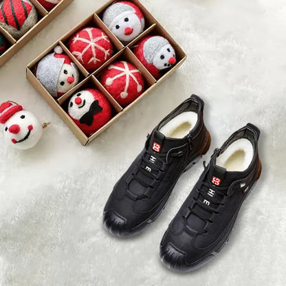 Men's Leather-Look Sneakers With Wool-Style Lining