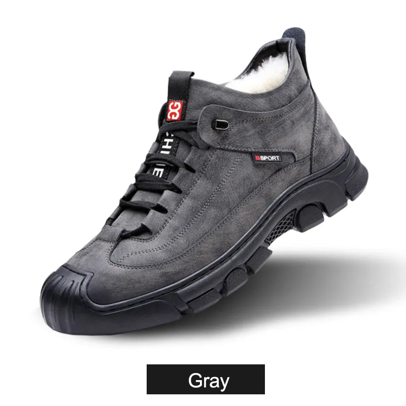 Men's Leather-Look Sneakers With Wool-Style Lining