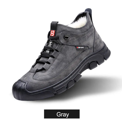 Men's Leather-Look Sneakers With Wool-Style Lining