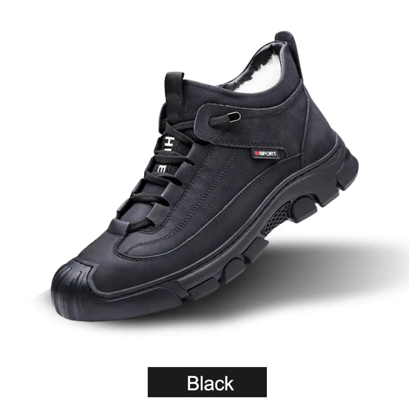 Men's Leather-Look Sneakers With Wool-Style Lining