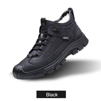 Men's Leather-Look Sneakers With Wool-Style Lining